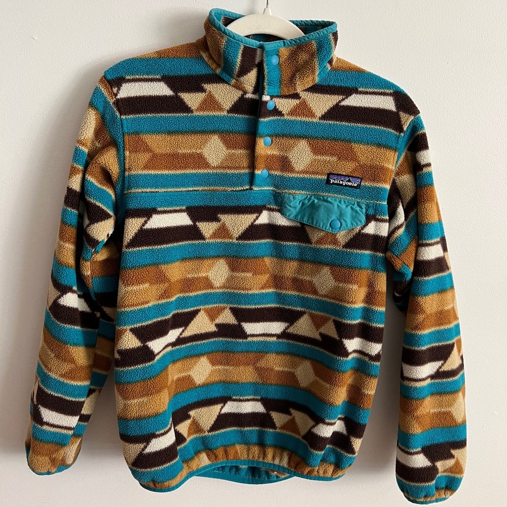 Patagonia Synchilla T Snap Guatemalan Tango Aztec Fleece Pullover XS